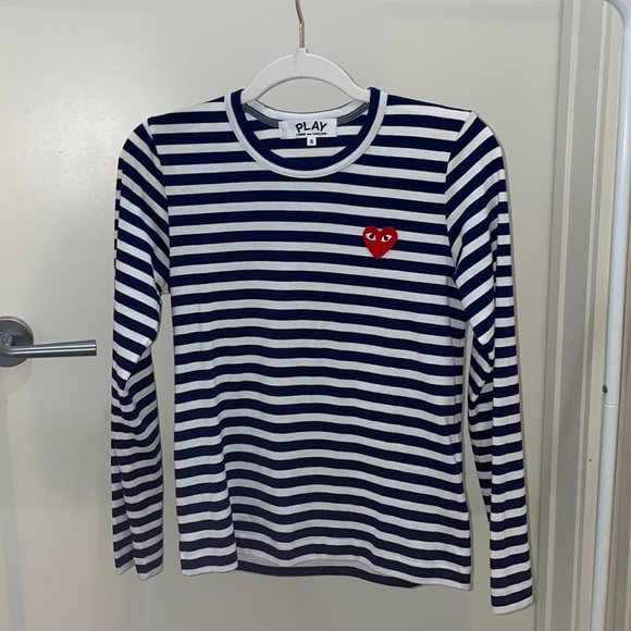 COMME DES GARCONS PLAY Stripe Red Heart Tee - Picture 4 of 7
